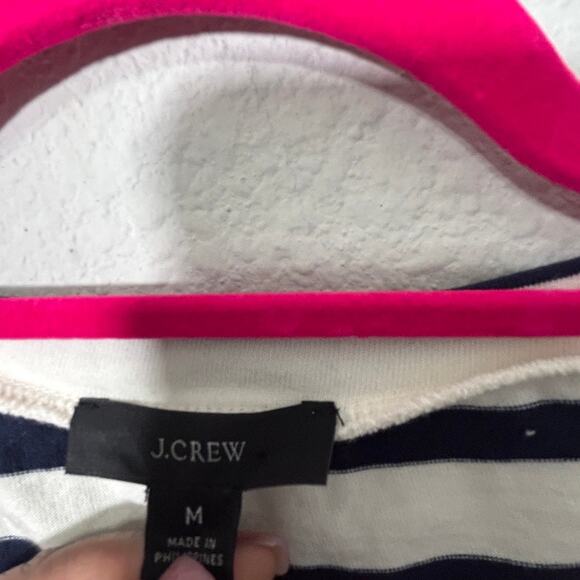 J. Crew Women's Navy Blue White Striped Knit Midi Dress Nautical Prep Size Med - Picture 9 of 15